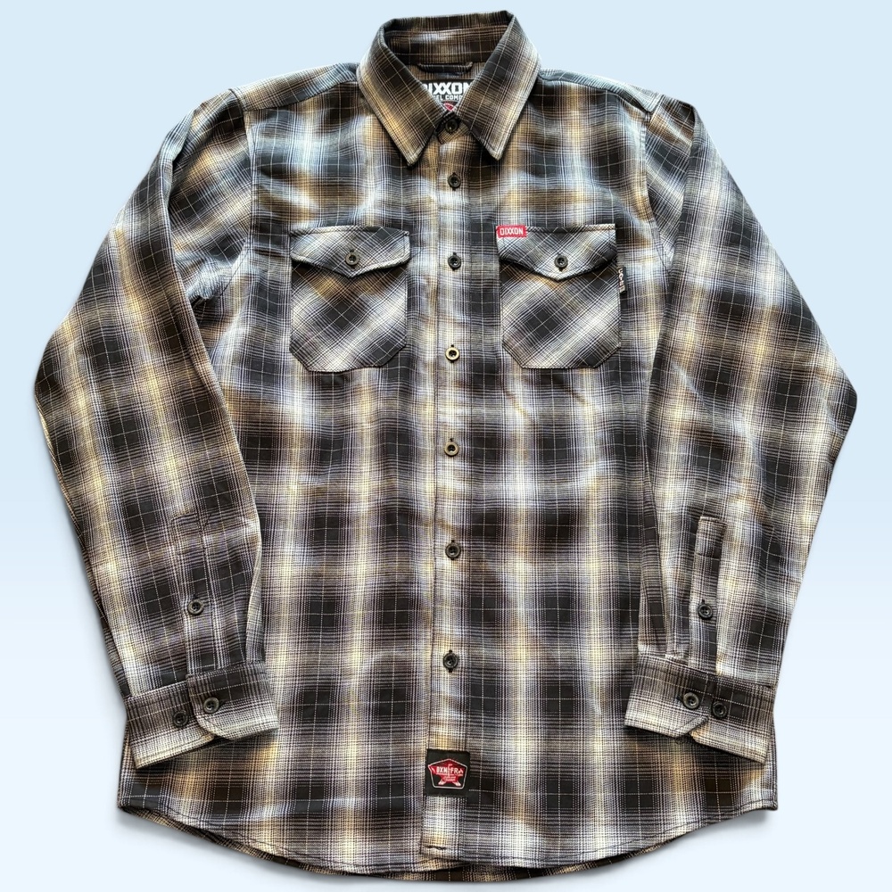 Dixxon Flannel Shirt Mens Medium Black Plaid Blackline FR Workwear Button Front